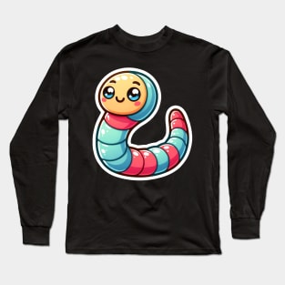 Kawaii Worm Critter Cove Cute Animal A Splash of Forest Frolics and Underwater Whimsy! Long Sleeve T-Shirt